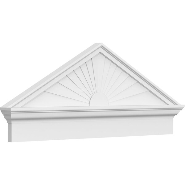 Ekena Millwork Peaked Cap Sunburst Architectural PVC Combination Pediment, 44"W x 17-7/8"H x 2-3/4"P (Pitch 6/12) PEDPC044X180PKC01 - main